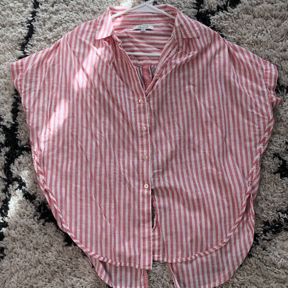 MADEWELL PINK AND WHITE STRIPE TOPS